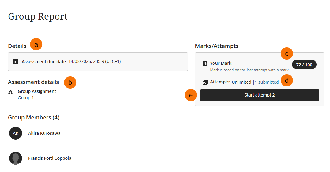 Screenshot showing the view submission page