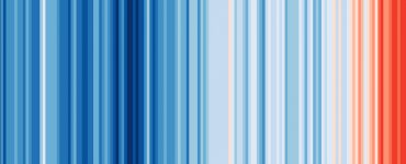 The climate stripes, created by Ed Hawkins to represent the Earth's warming