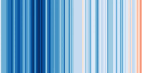 The climate stripes, created by Ed Hawkins to represent the Earth's warming