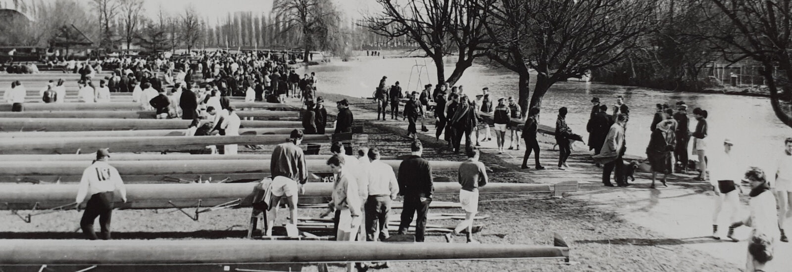 Black & white photo of an old Head of the River event