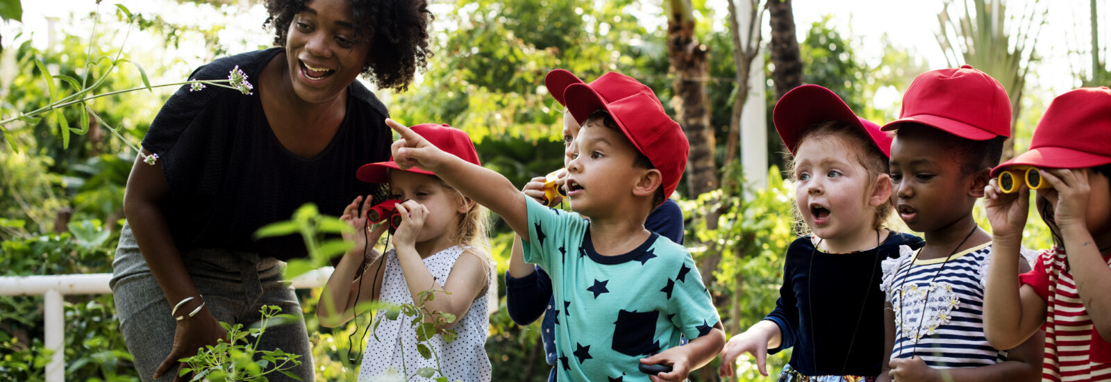 A group of primary aged children learning about nature