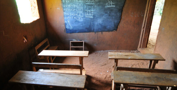 An empty school classroom in Ghana