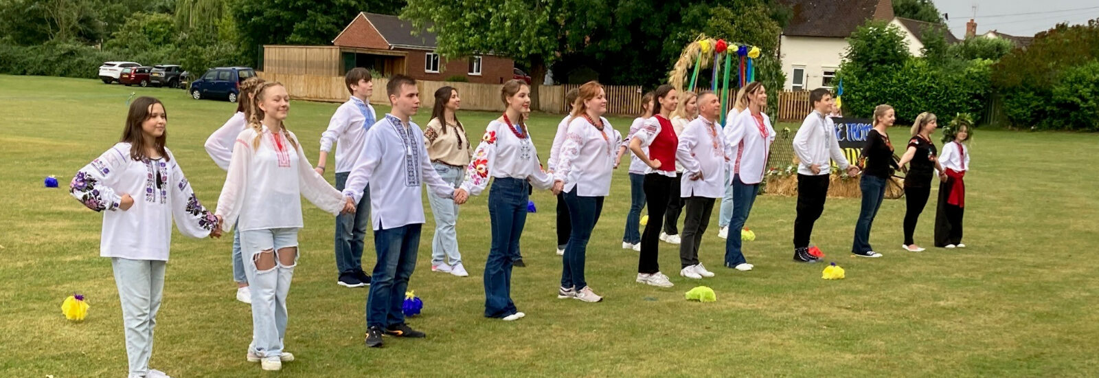 A group of Ukrainians putting on a dance display