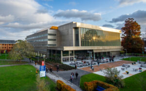 The outside of the library today in the daytime.
