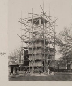 London Road clock tower being built