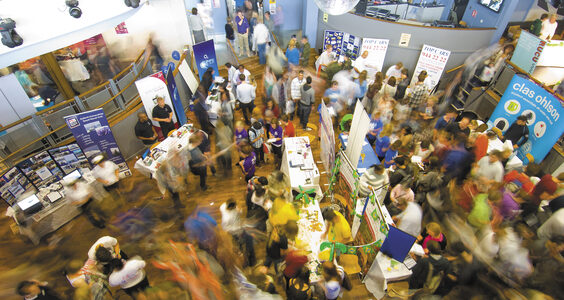 Aerial view of modern freshers fair