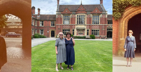 Gill & Liz at Wantage Hall in 2023 and on graduation day in 1981