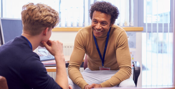 A mentor talking to a student