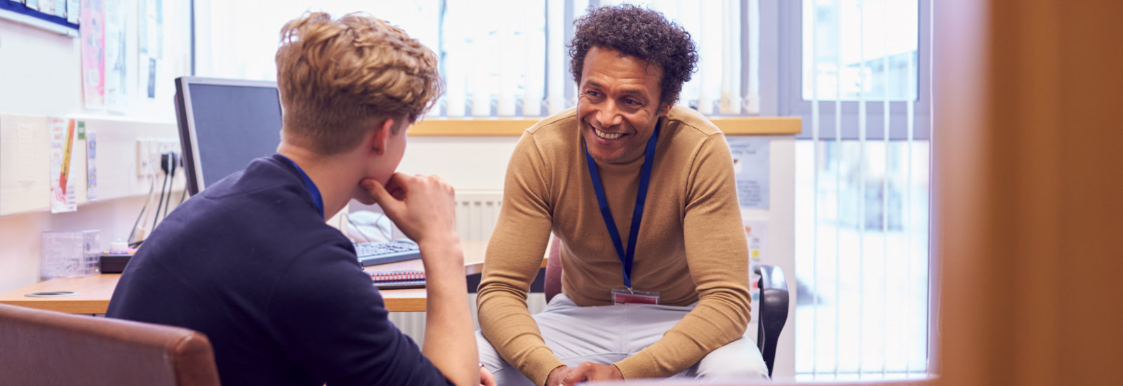 A mentor talking to a student