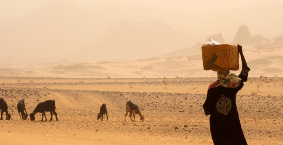 Lady in a sandstorm in Sudan