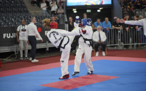Isabella Wessels competing in Taekwondo tournament