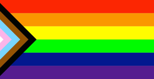 A rainbow flag graphic