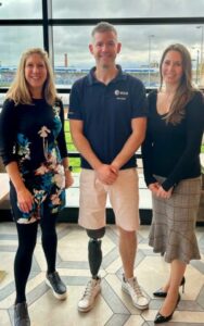 The Managing Director of Stellar Solutions Aerospace Ltd, Una Stanniland and Caroline with the British astronaut John McFall.