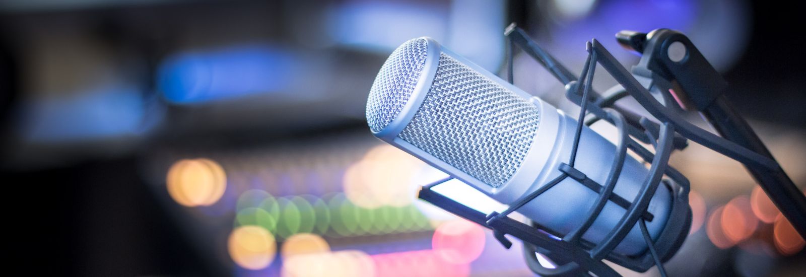 A microphone in a radio recording studio