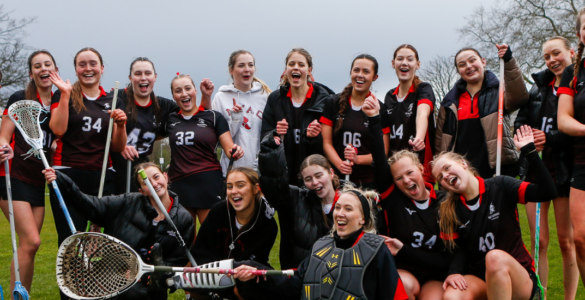 The Reading Knights female lacrosse team cheering