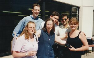 The group in their university days 25 years ago.