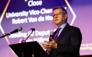 Vice-Chancellor Professor Robert Van de Noort speaking at the Celebration of Volunteering