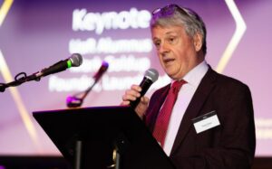 Keynote speaker Mark Goldup speaking at the Celebration of Volunteering