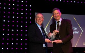 Peter receiving his Celebration of Volunteering award from Chancellor Paul Lindley