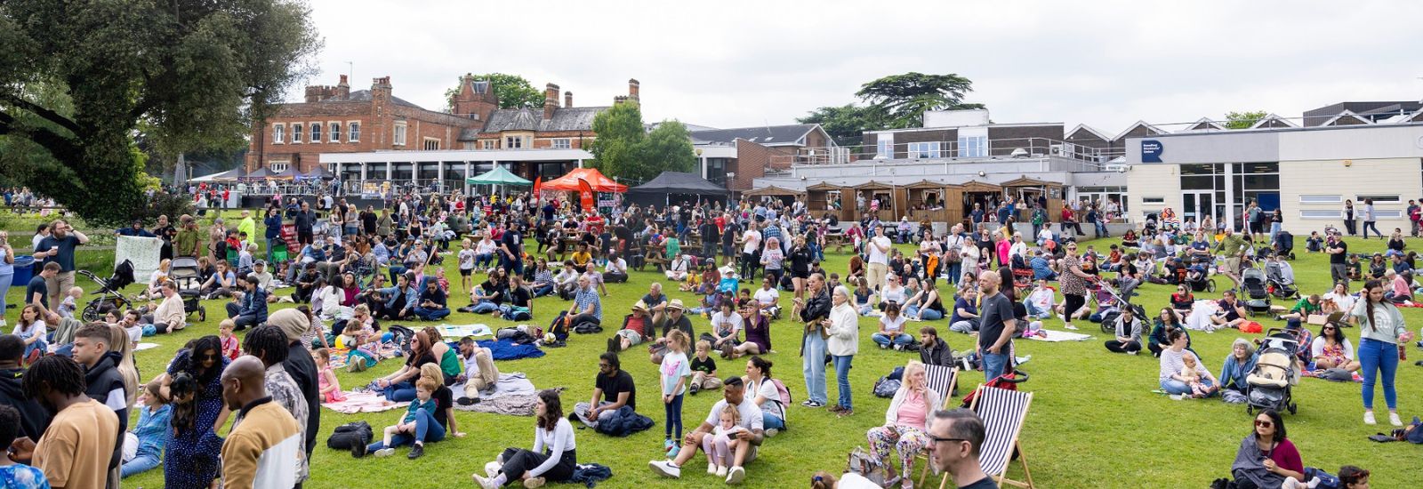 Crowd of people on a field at the Community Festival