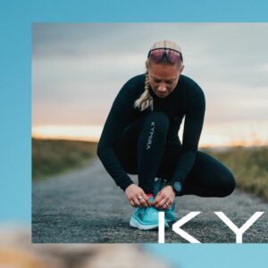 Kymira advert showing a lady crouching down