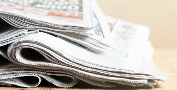 Pile of newspapers folded up