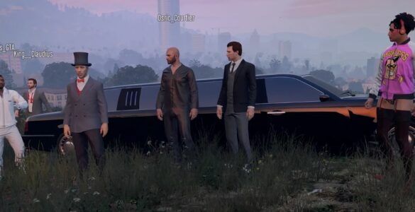 The cast of Grand Theft Hamlet in the virtual GTA world