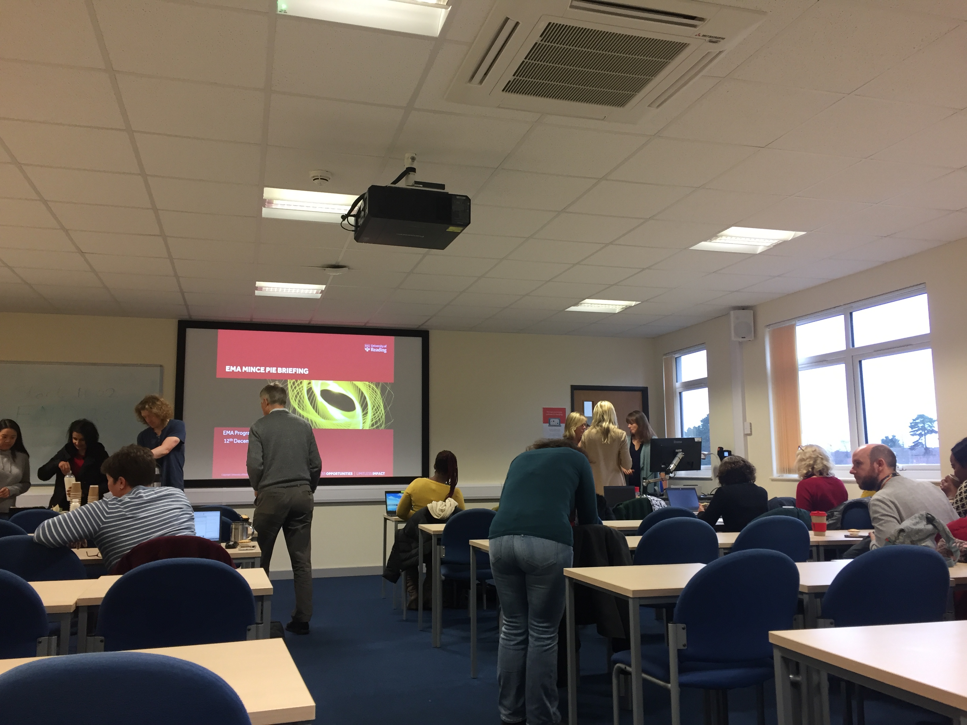 amince pie brief Colleagues taking their seats at the December Mince Pie briefing.