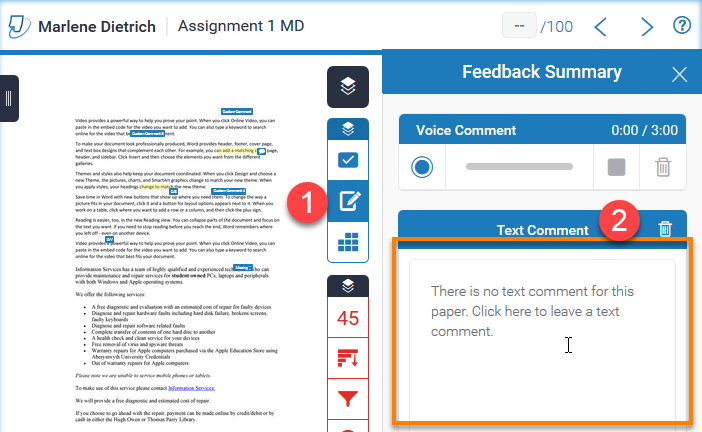 Turnitin: Add summary feedback and grade - Blackboard Help for Staff -  University of Reading