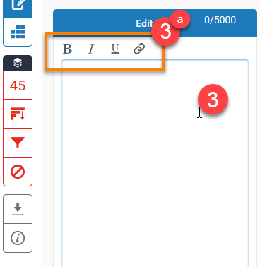 Image showing formatting tools in the General Commetns box