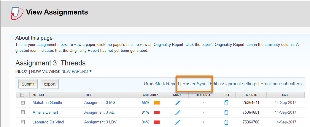 Roster Sync function highlighted