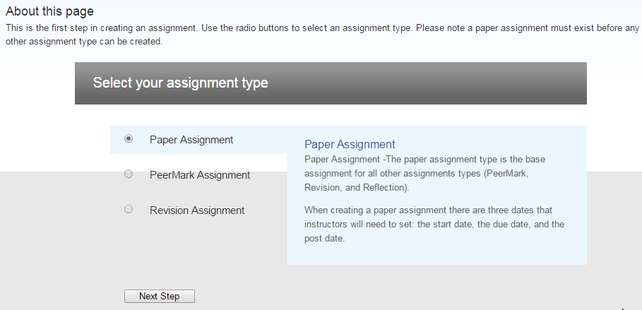 Select type of Turnitin Assignment . Paper assignment selected.