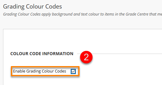 Enable Colour coding selected