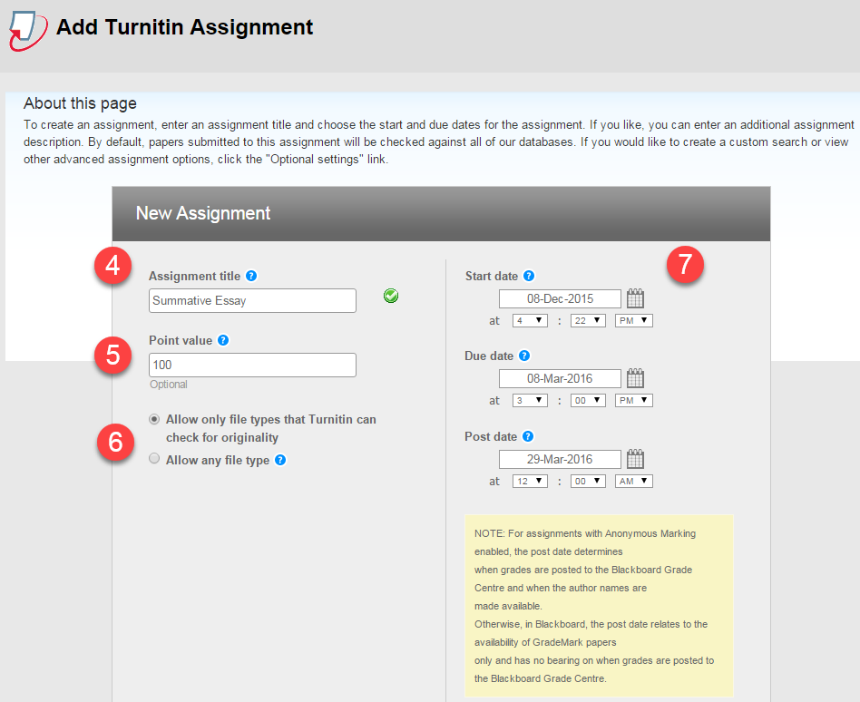 how to set up a turnitin assignment on blackboard