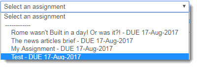 Drop down menu listing assignments to use as a base 