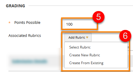 Add rubric dropdown menu