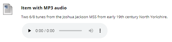 Item with embedded MP3 file