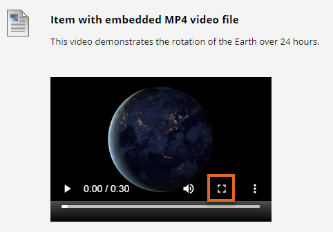 embedded video file - play full-screen