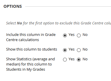 Column options