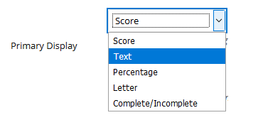 Primary Display drop down menu