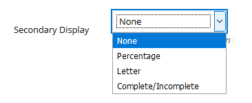 Secondary Display drop down menu