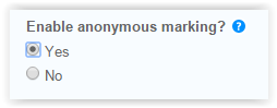 Circle button to select yes for anonymous marking