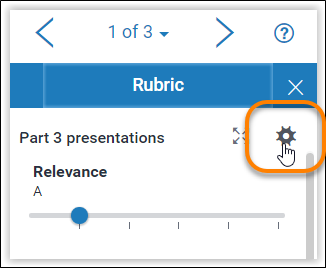 Rubric setting cog icon