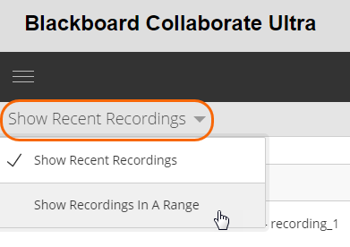 Show recordings drop down menu options