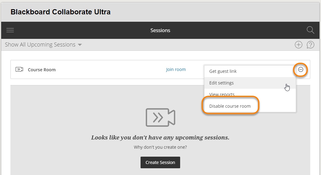 button menu, disable course room option.