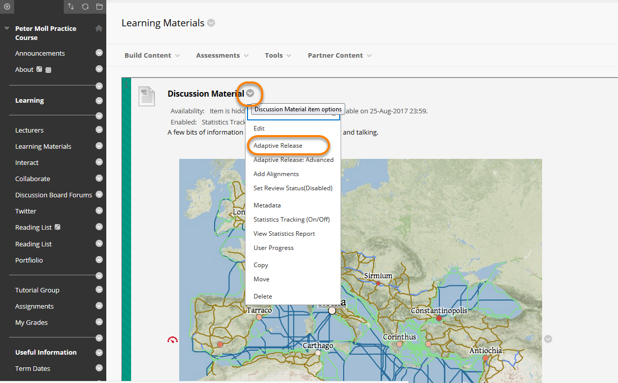 Showing grey chevron drop down menu with adaptive release highlighted