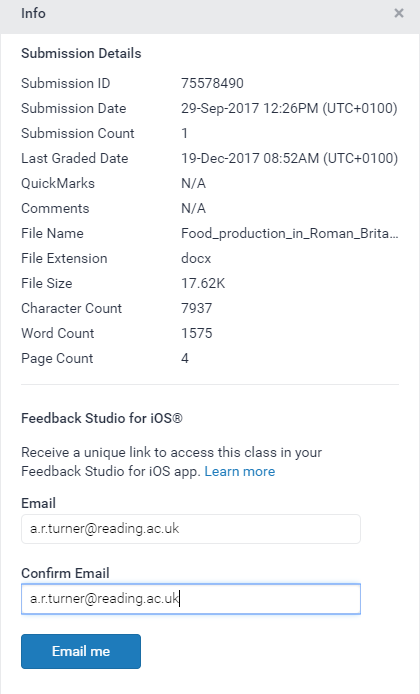 'Email me' option in Feedback Studio