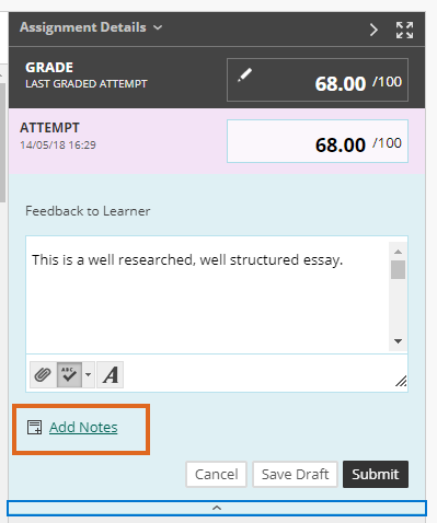 Blackboard Anonymous Marking - Named Moderation - Add Note