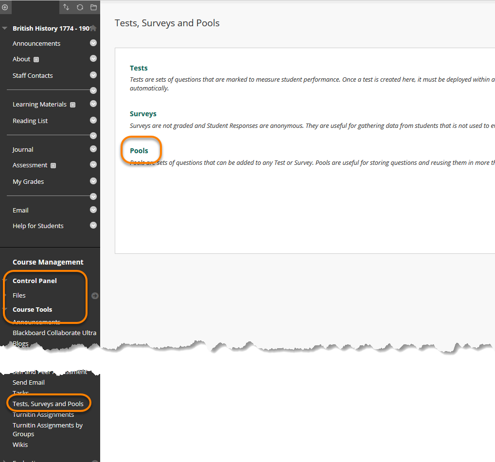 Blackboard Tests Reusable Question Pools Blackboard Help For Staff University Of Reading 0085