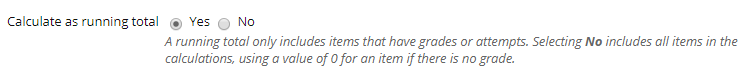 Selecting calculate as a running total to Yes